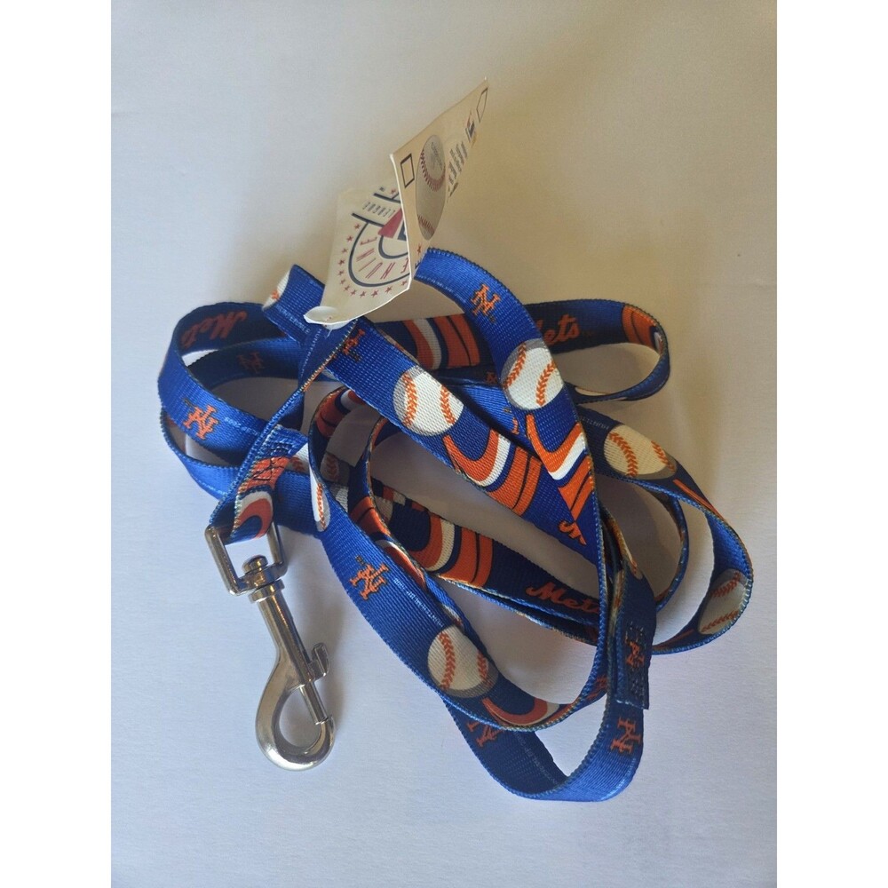 New York Mets 6Ft Dog Leash Heavy Duty Baseball Licensed Logo NWT Blue Orange